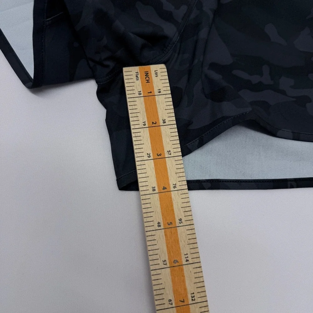 Womens Charcoal Camo High Waisted Athletic Running Shorts with Liner Size S